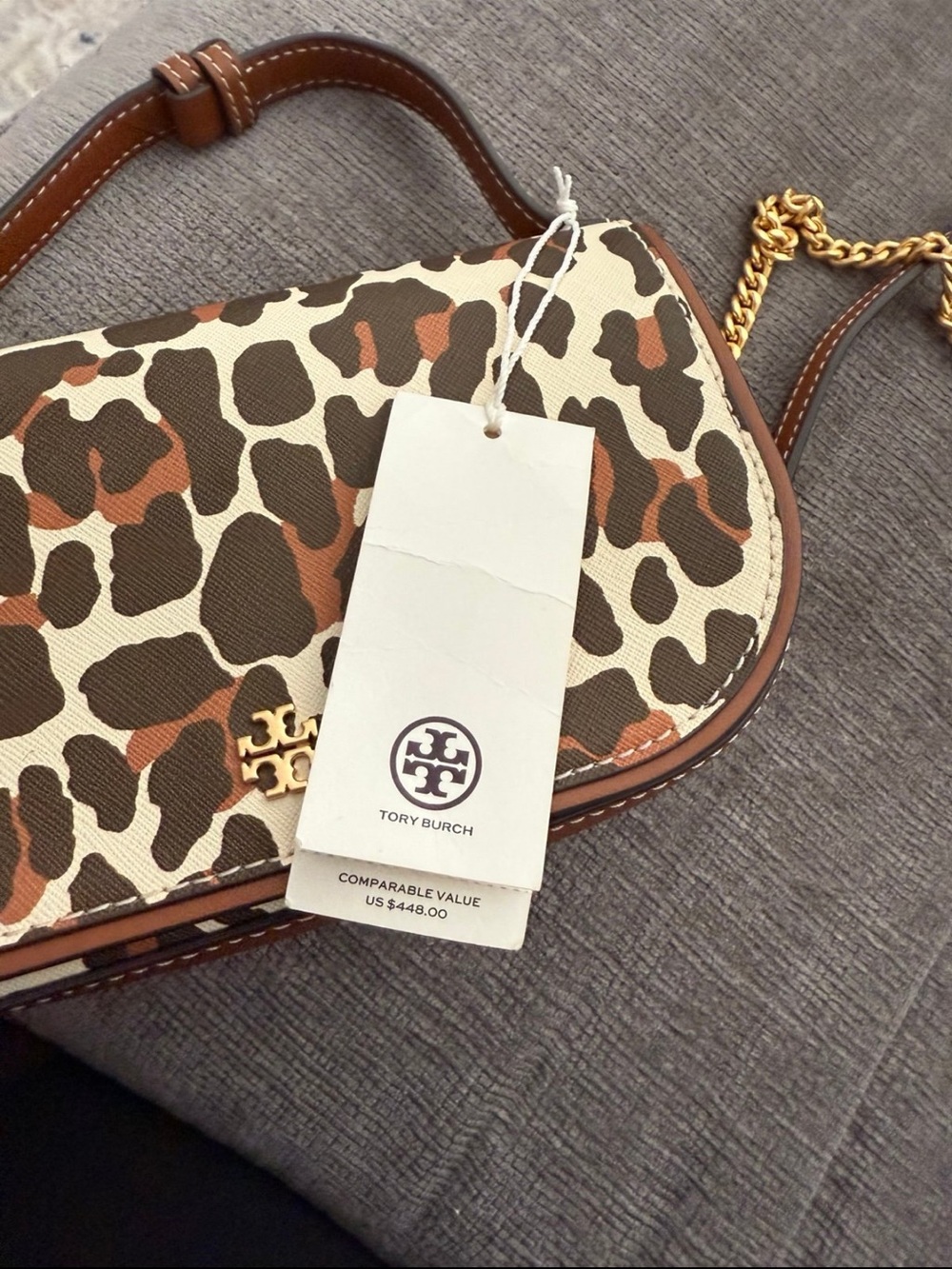 Tory Burch Leopard-Print Mini Top Handle Bag - Brown/White - Picture 10 of 11